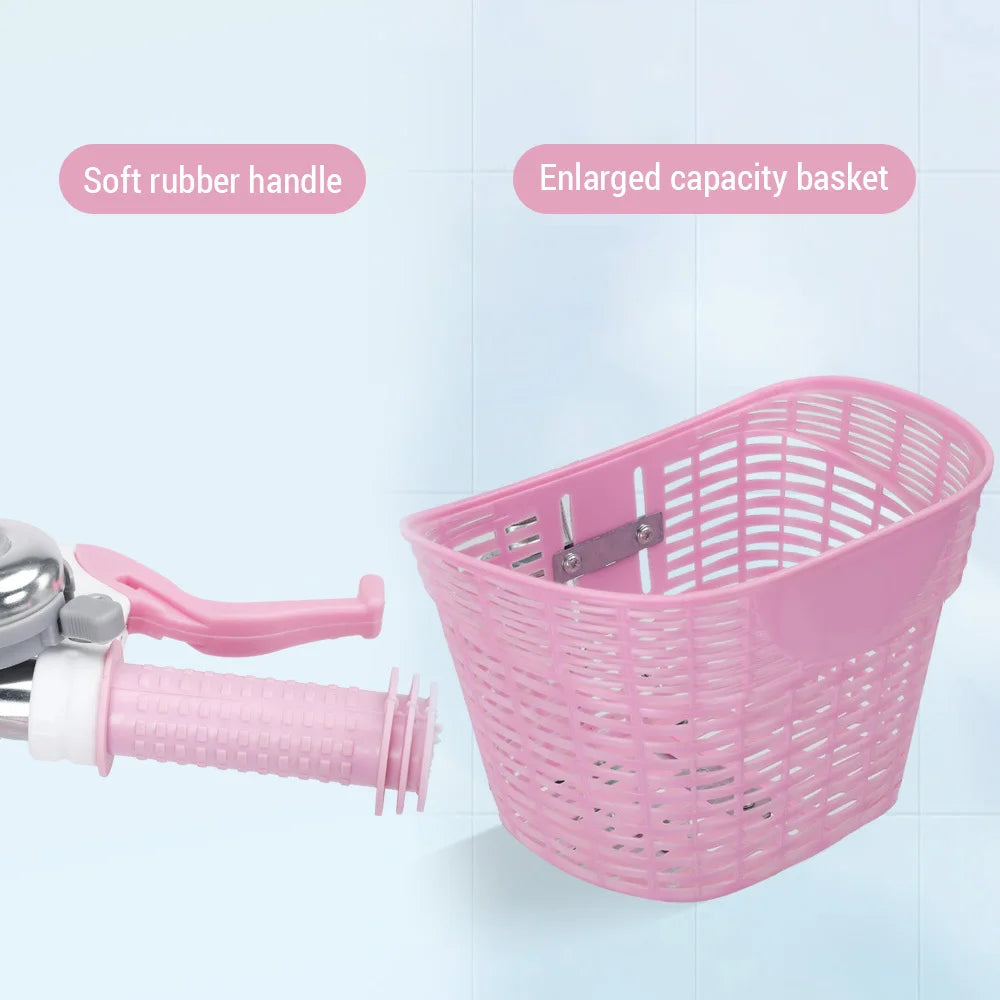 Kids Bike 12-20In Bicycle for Girls Ages 3-13 Years with Training Wheels Basket Protective Net Fash Wheel