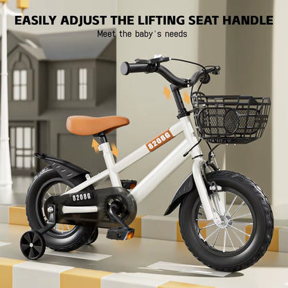 Kids Bike Bicycle for Girls Ages 3-7 Years with Training Wheels Basket Kids Bicycle