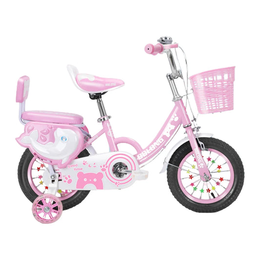 Kids Bike 12-20In Bicycle for Girls Ages 3-13 Years with Training Wheels Basket Protective Net Fash Wheel