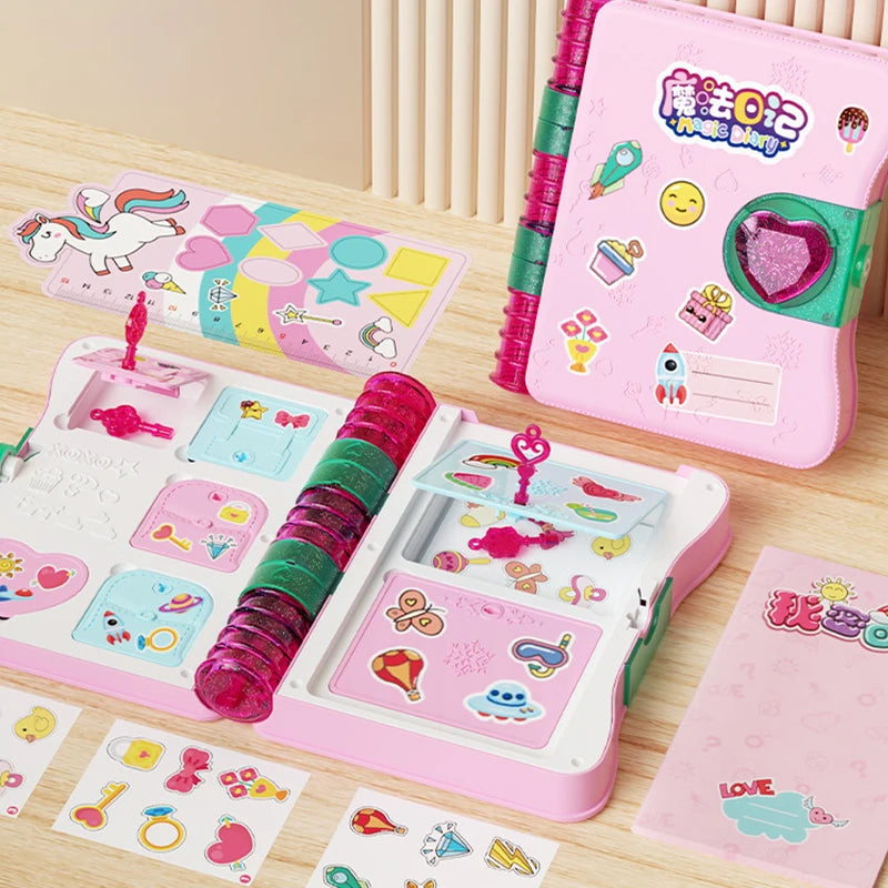 Princess Girls Diary Toy with Lock Keys Pencil Sharpener Eraser Sticker Education Supplies Toy Gift for Kid Girl 3 14 Years